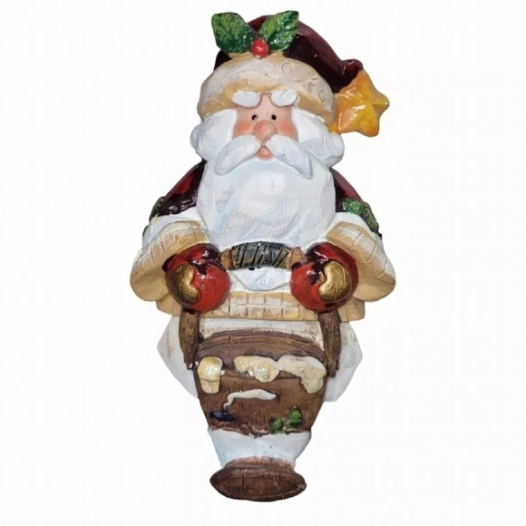 Other - Vintage Santa Claus Christmas Stocking Holder Hanger Heavy Ceramic Or Resin 6½"